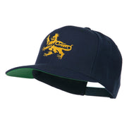 Lion Scroll Embroidered Flat Bill Cap