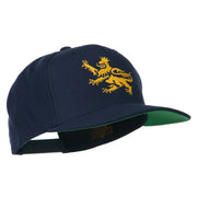 Lion Scroll Embroidered Flat Bill Cap