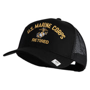 US Marine Corps Retired Design Embroidered Solid Cotton Twill Mesh Prostyle Cap - Black OSFM