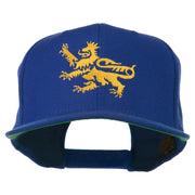 Lion Scroll Embroidered Flat Bill Cap