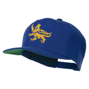 Lion Scroll Embroidered Flat Bill Cap