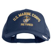 US Marine Corps Retired Design Embroidered Solid Cotton Twill Mesh Prostyle Cap - Navy OSFM