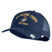 US Marine Corps Retired Design Embroidered Solid Cotton Twill Mesh Prostyle Cap - Navy OSFM