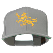 Lion Scroll Embroidered Flat Bill Cap