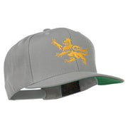 Lion Scroll Embroidered Flat Bill Cap