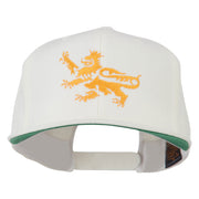 Lion Scroll Embroidered Flat Bill Cap