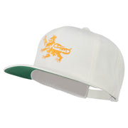 Lion Scroll Embroidered Flat Bill Cap