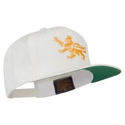 Lion Scroll Embroidered Flat Bill Cap