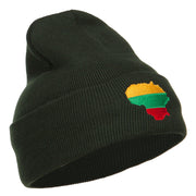 Lithuania Flag Map Embroidered Long Beanie