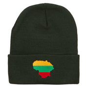 Lithuania Flag Map Embroidered Long Beanie