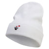 Paper Airplane Hearts Embroidered 12 Inch Long Knitted Beanie - White OSFM