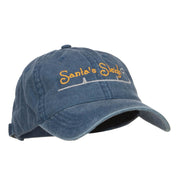 Santa's Sleigh Embroidered Washed Cap