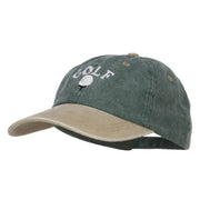 Golf Ball on Tee Embroidered Washed Cap