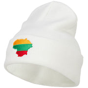 Lithuania Flag Map Embroidered Long Beanie