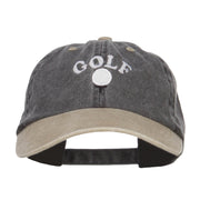 Golf Ball on Tee Embroidered Washed Cap