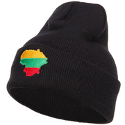 Lithuania Flag Map Embroidered Long Beanie