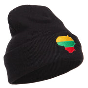 Lithuania Flag Map Embroidered Long Beanie