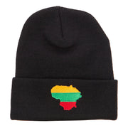 Lithuania Flag Map Embroidered Long Beanie