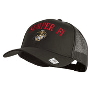 US Marine Semper Fidelis Design Embroidered Solid Cotton Twill Mesh Prostyle Cap - Charcoal OSFM