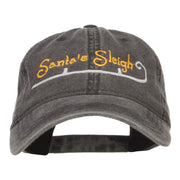 Santa's Sleigh Embroidered Washed Cap