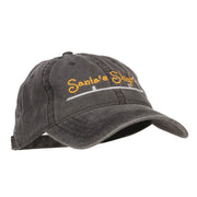 Santa's Sleigh Embroidered Washed Cap