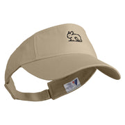 Crouching Chinchilla Embroidered Pro Style Cotton Twill Washed Visor - Khaki OSFM