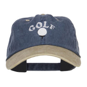 Golf Ball on Tee Embroidered Washed Cap