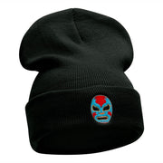 Luchador Mask Face Embroidered Long Knitted Beanie