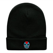 Luchador Mask Face Embroidered Long Knitted Beanie