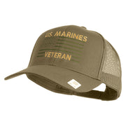 US Marines Veteran Flag Design Embroidered Solid Cotton Twill Mesh Prostyle Cap - Khaki OSFM