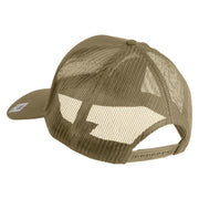 US Marines Veteran Flag Design Embroidered Solid Cotton Twill Mesh Prostyle Cap - Khaki OSFM