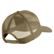 US Marines Veteran Flag Design Embroidered Solid Cotton Twill Mesh Prostyle Cap - Khaki OSFM
