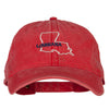 Louisiana with Map Outline Embroidered Washed Cotton Twill Cap