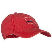 Louisiana with Map Outline Embroidered Washed Cotton Twill Cap