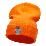 Luchador Mask Face Embroidered Long Knitted Beanie