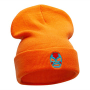 Luchador Mask Face Embroidered Long Knitted Beanie