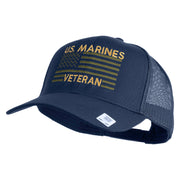 US Marines Veteran Flag Design Embroidered Solid Cotton Twill Mesh Prostyle Cap - Navy OSFM