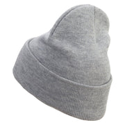 Space Rocketship Embroidered 12 Inch Long Knitted Beanie - Heather-Grey OSFM