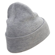 Space Rocketship Embroidered 12 Inch Long Knitted Beanie - Heather-Grey OSFM