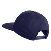 Dancing Axolotl Embroidered 5 Panel Cotton High Profile Flat Bill Unstructured Cap - Navy OSFM