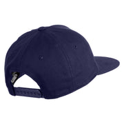 Dancing Axolotl Embroidered 5 Panel Cotton High Profile Flat Bill Unstructured Cap - Navy OSFM