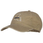 Louisiana with Map Outline Embroidered Washed Cotton Twill Cap