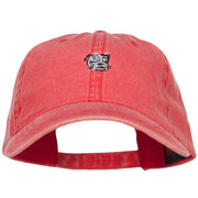 Bulldog Head Embroidered Washed Cap