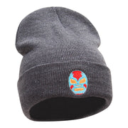 Luchador Mask Face Embroidered Long Knitted Beanie