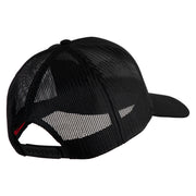 US Marines Veteran Flag Design Embroidered Solid Cotton Twill Mesh Prostyle Cap - Black OSFM
