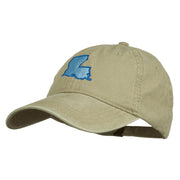 Louisiana State Map Embroidered Washed Cotton Cap