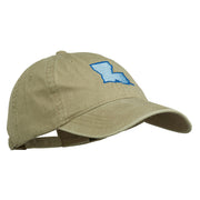 Louisiana State Map Embroidered Washed Cotton Cap