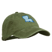 Louisiana State Map Embroidered Washed Cotton Cap