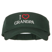 I Love Grandpa Embroidered Cotton Twill Sun Visor