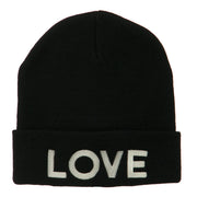 Love Embroidered Long Beanie